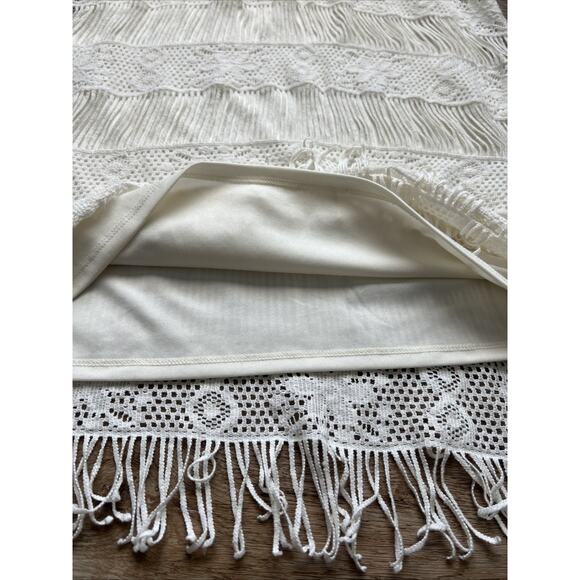 American Eagle Dress Womens Small Cream Sleeveless Fringe Crotchet Boho Festival - Picture 7 of 11